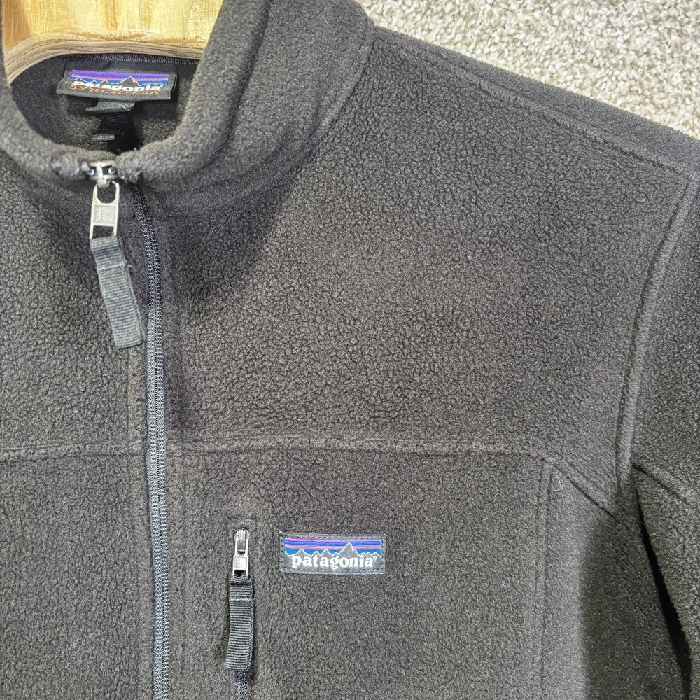 Patagonia Synchilla Jacket Mens XL Black Fleece Full Zip Accelerate Patch - Picture 1 of 9